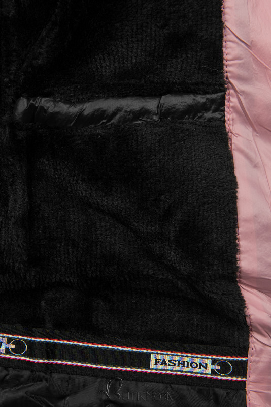 Geacă negru-roz cu detalii contrastante