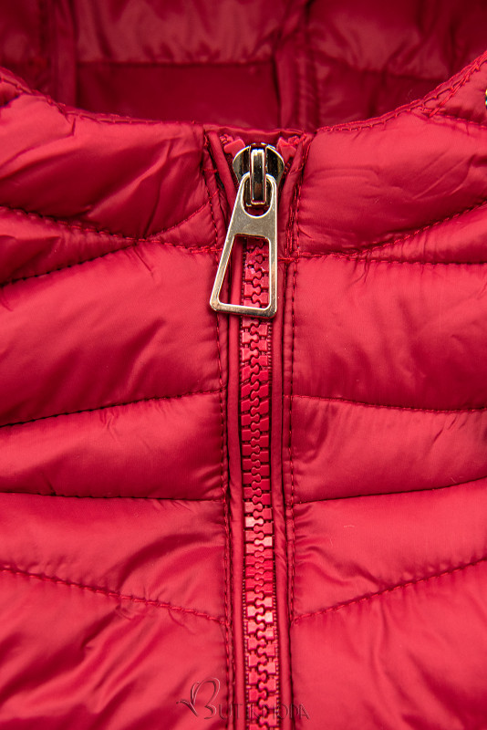 Jachetă roșu închis cu talie elastică