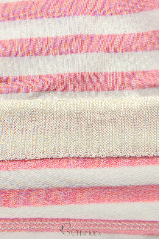 Tricou cu dungi roz/alb