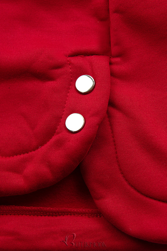 Hanorac roșu cu glugă tricotată gri