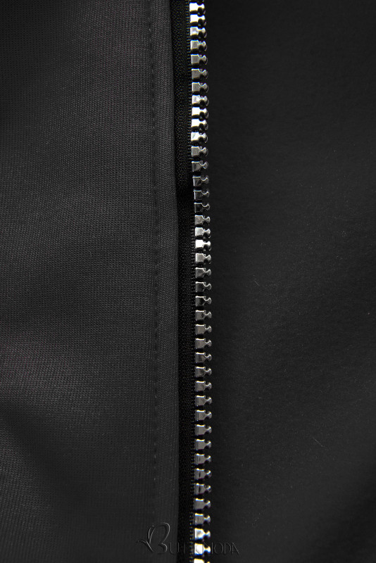 Hanorac negru cu glugă tricotată gri