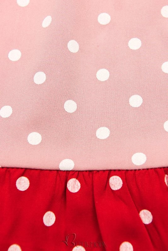 Rochie cu buline din viscoză albă/roz/roșie