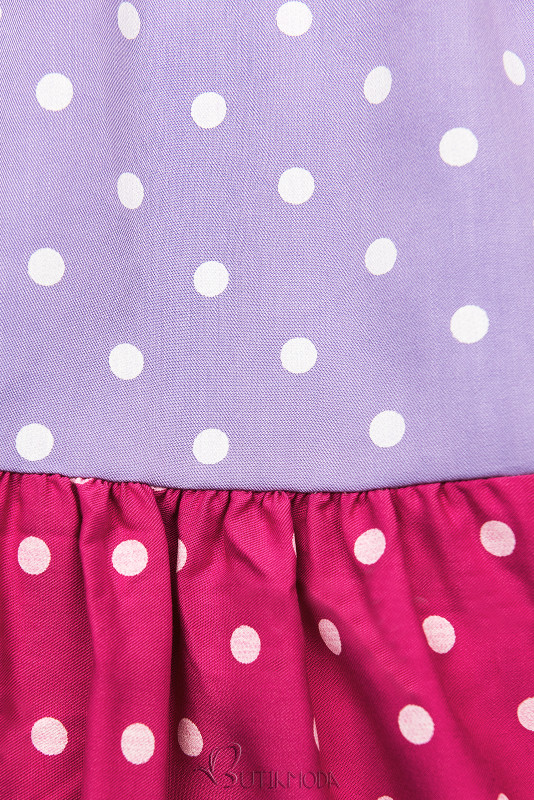 Rochie cu buline din viscoză albă/lila/roz