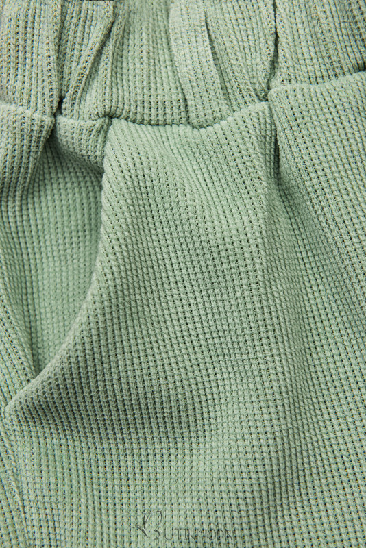 Pantaloni verde deschis casual cu elastic în talie