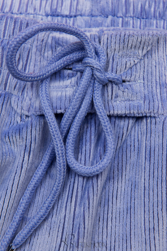 Pantaloni albastru mov cu șireturi în talie