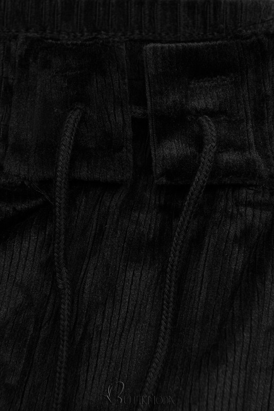 Pantaloni negri cu șireturi în talie