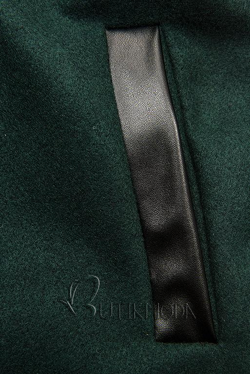 Palton verde închis cu detalii din piele artificială