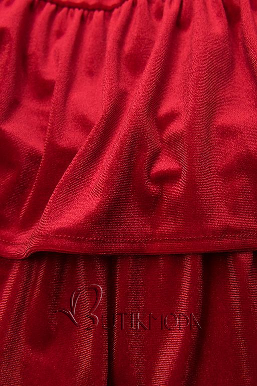 Rochie roșie din catifea cu volane