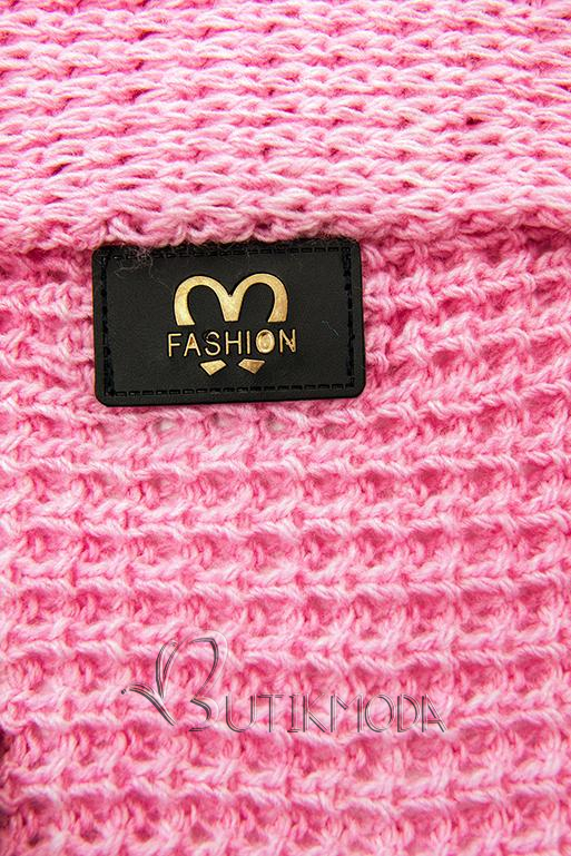 Cardigan tricotat asimetric roz