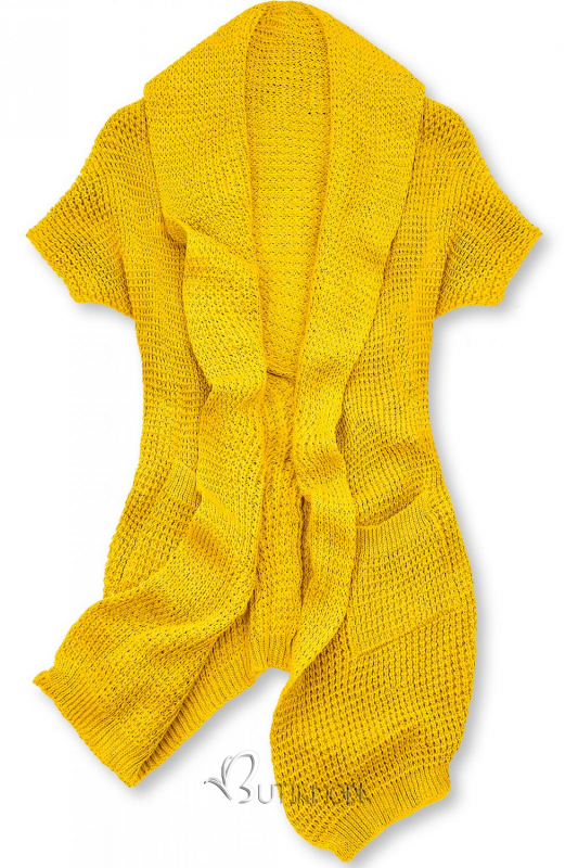 Cardigan tricotat asimetric galben