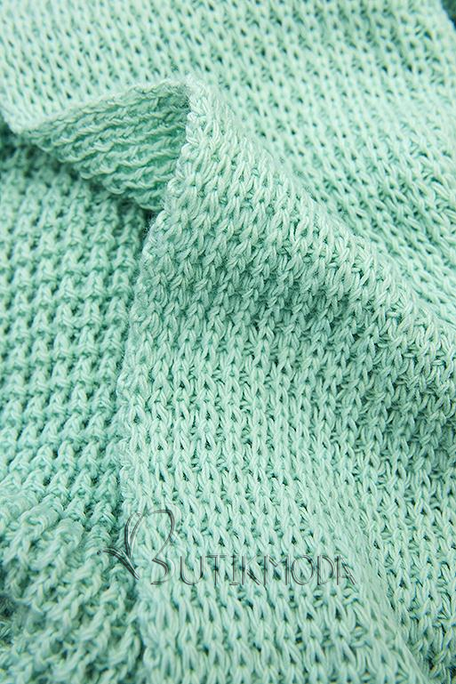 Cardigan tricotat asimetric verde mentă