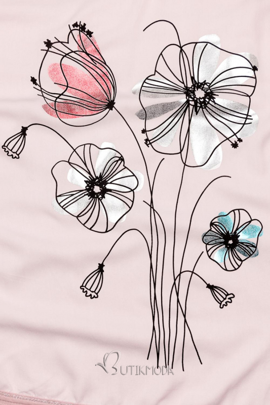 Tricou roz deschis cu imprimeu de flori