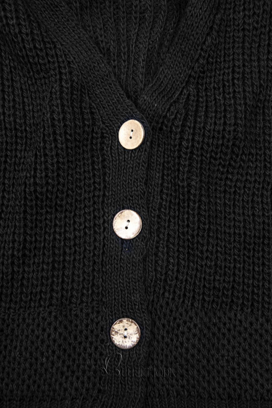 Pulover tricotat cu nasturi negru
