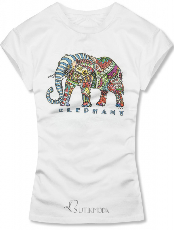 Tricou alb cu imprimeu ELEPHANT