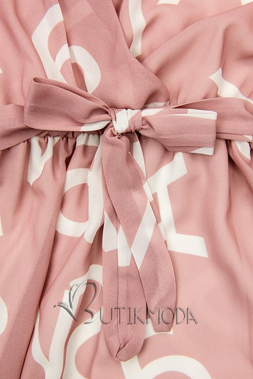 Rochie midi roz deschis cu imprimeu cu litere