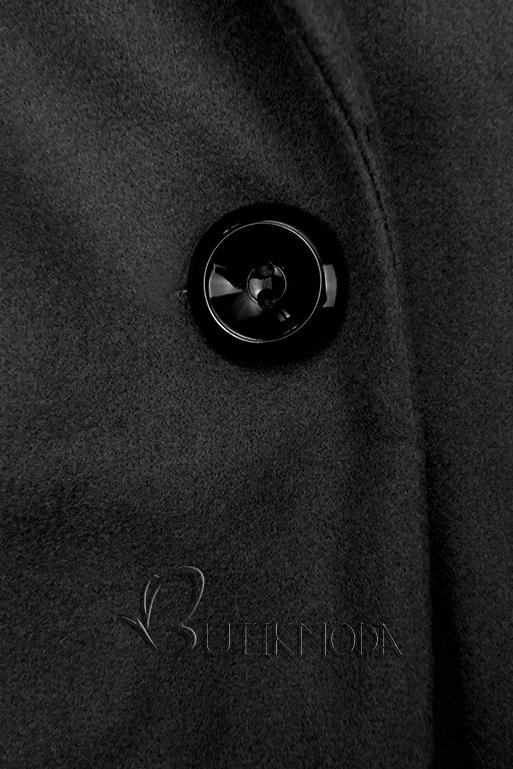 Palton de primăvară negru cu închidere cu nasture