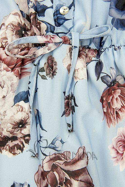 Rochie midi florală albastru deschis