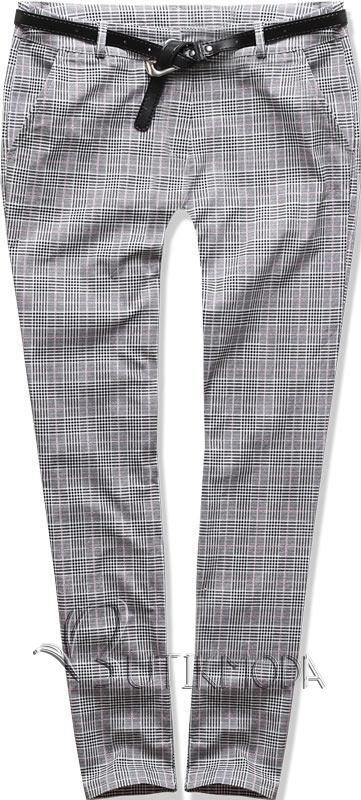 Pantaloni gri-roz în carouri