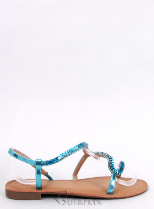 Sandale albastre cu cristale