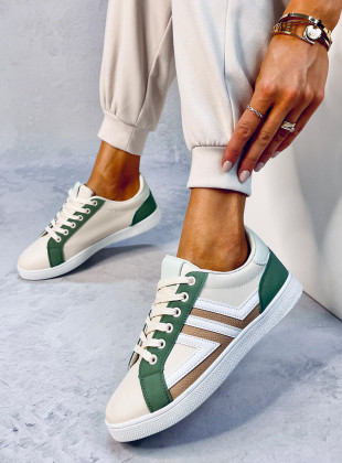 Adidași cu șireturi bej-verde