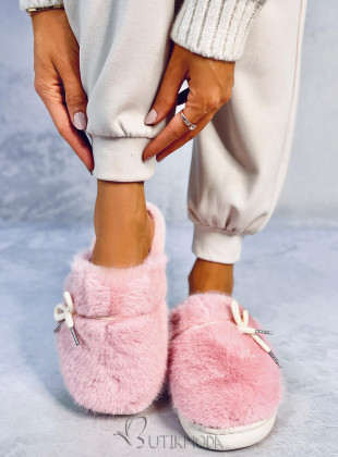 Papuci de blană roz