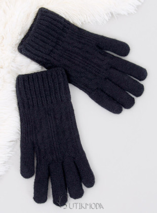 Mănuși cu model tricotat negre