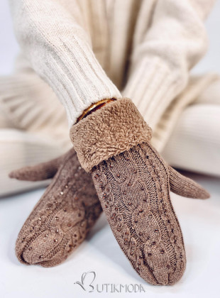 Mănuși de damă decorate mocca