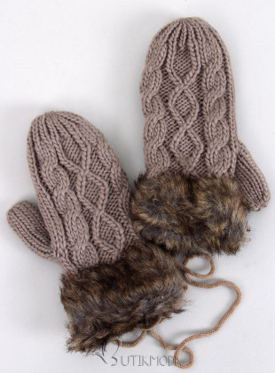 Mănuși mocca cu model tricotat