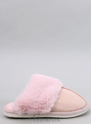 Papuci cu model de herringbone roz pudrăt