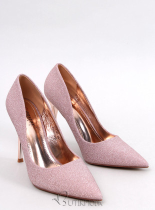 Pantofi roz șampanie lucioși și eleganți