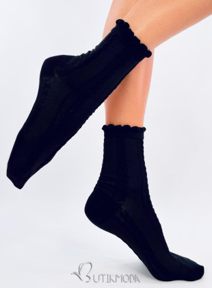 Șosete negre tricotate cu model 01