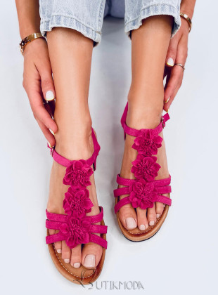 Sandale roz fucsia cu toc de plută