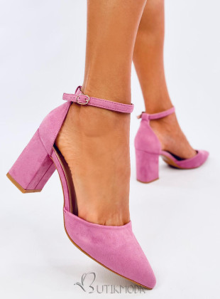 Pantofi roz cu închidere la gleznă