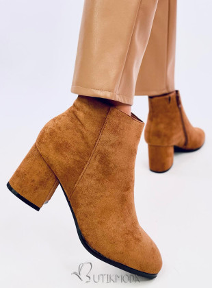 Botine cu toc maro caramel