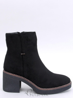 Botine cu toc gros negre