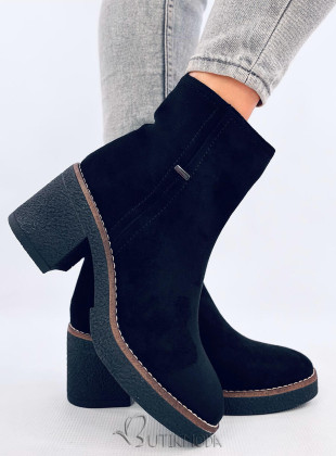 Botine cu toc gros negre