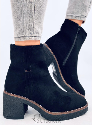 Botine cu toc gros negre