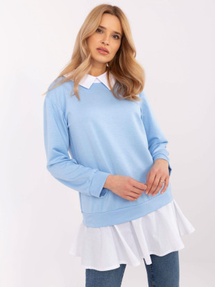 Bluză elegantă cu mâneci lungi în albastru deschis