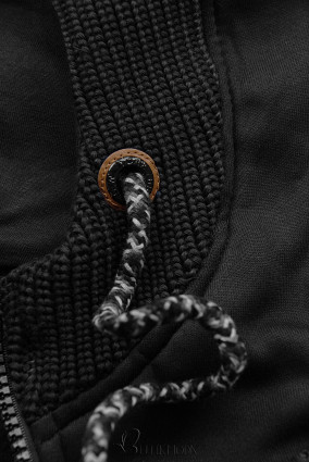 Hanorac negru cu tricotaj decorativ