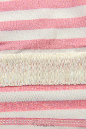 Tricou cu dungi roz/alb