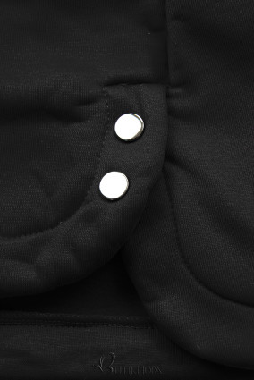 Hanorac negru cu glugă tricotată gri