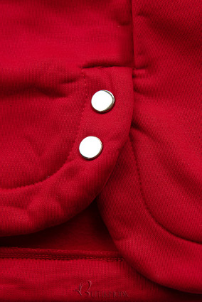 Hanorac roșu cu glugă tricotată gri