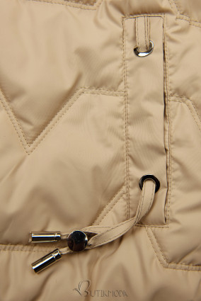 Jachetă de tranziție bej cu bordură în carouri