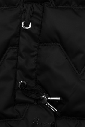 Jachetă de tranziție neagră cu bordură în carouri