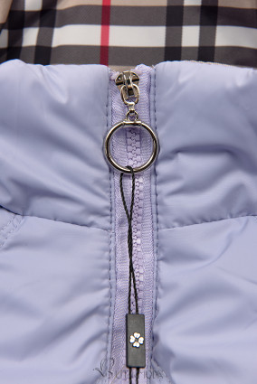 Jachetă de tranziție lila cu bordură în carouri