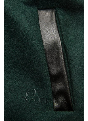 Palton verde închis cu detalii din piele artificială