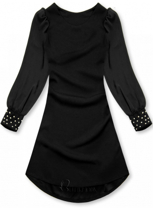 Rochie elegantă neagră cu croială în-A