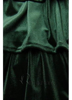 Rochie verde din catifea cu volane