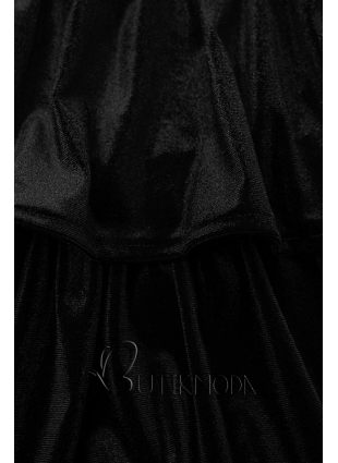 Rochie neagră din catifea cu volane