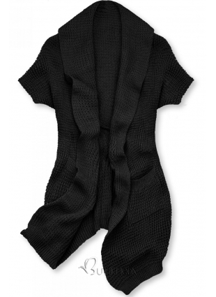 Cardigan tricotat asimetric negru
